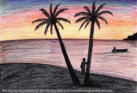 How To Draw Sunset On Beach Sunsets Step By Step