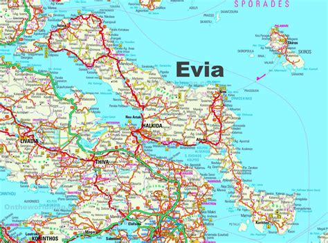 Evia Grecja Mapa Mapa Evia Grecja Europa Po Udniowa Europa