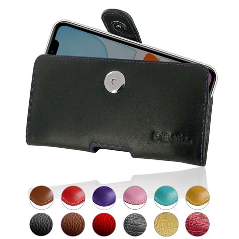 They're made from specially tanned and finished european leather, so the outside feels soft to the touch and develops a natural patina over time. iPhone 11 Leather Holster Case (Purple Stitch) :: PDair
