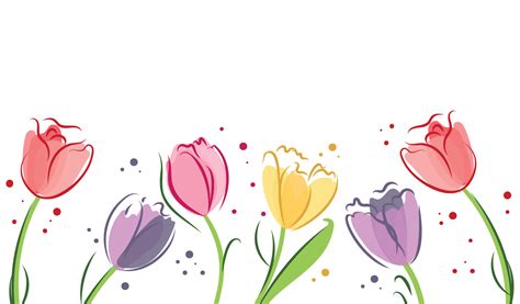Collection Of Hand Drawn Graphic Tulips Floral Clip Art Elements