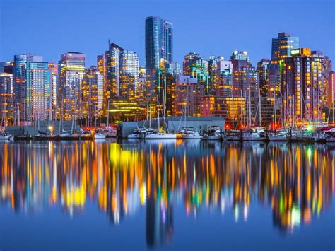 Vancouver Marina And City Skyline British Columbia Canada