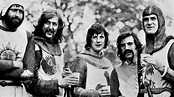 The cast of Monty Python and The Holy Grail on break, 1975 : r ...