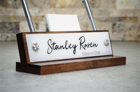 Desk Accessories Desk Name Plate With Pen And Card Holder For Him