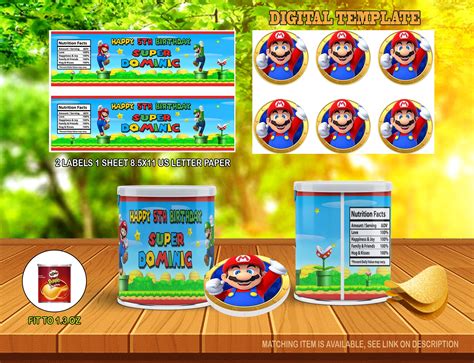 Super Mario Pringles Labels Super Mario Pringles Super Mario Etsy