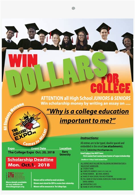 The first step in your college career doesn't begin with enrollment, or with financial aid applications. Miami College Expo Png Scholarships Flyer - Private Scholarship Announcement Flyer PNG Image ...