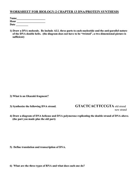 Coli) and eukaryote (using cho cells). 18 Best Images of DNA And Genes Worksheet - Chapter 11 DNA ...