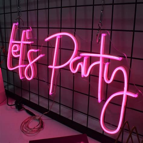 Lets Party Neon Sign 315 X 14 80 Cm X 36 Cm Pink In 2021 Custom Neon Signs Led