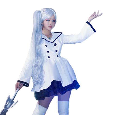 Rwby Weiss Schnee Cosplay Costume White Coat Printting Coat In Anime