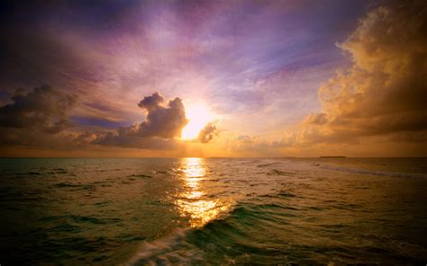 Beautiful Green Ocean Sunset Free Screensavers Downloads Beautiful