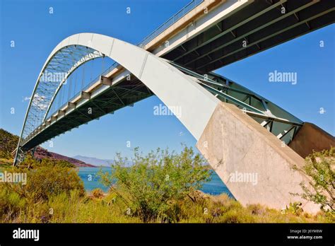 Roosevelt Lake Bridge Arizona Usa Stock Photo Alamy