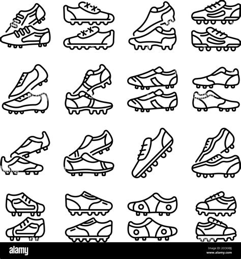 Football Boots Icons Set Outline Style Stock Vector Image And Art Alamy