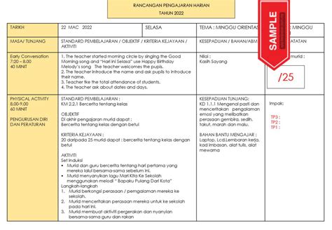 Rph 2022 Prasekolah Minggu 1 Tema Orientasi Ts25 Beserta Modul