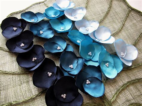 Hydrangea Blossoms Fabric Flowers Handmade Satin Sew On Etsy Ribbon