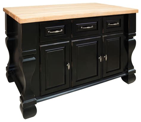 Jeffrey Alexander Kitchen Island Distressed Black Traditional