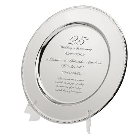 The traditional gift of the 25th wedding anniversary is sterling silver. Personalized 25th Wedding Anniversary Plate