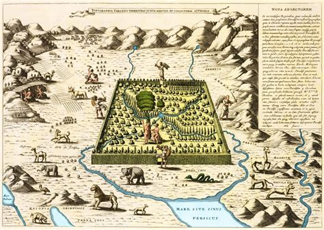 Map Of Garden Of Eden 1675 Poster Print By Science Source 24 X 18