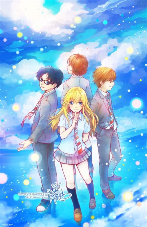 Cover of the first tankōbon volume featuring kōsei arima and kaori miyazono. Your Lie in April | Dessin manga, Fond d'écran anime, Dessin
