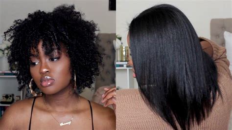 As much as we love natural curls , we know that everyone craves hairstyle variety sometimes. Kinky Curly to Straight Hair Tutorial- (Humidity Resistant ...