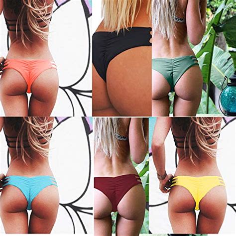 Cross1946 Sexy Womens Bikini Thong Bottom Brazilian V Cheeky Ruched Semi Swimsuit Buy Online