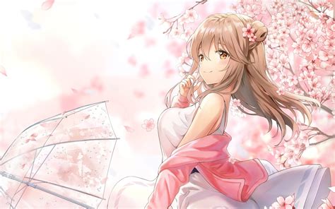 Download 2880x1800 Cute Anime Girl Profile View Sakura Blossom White