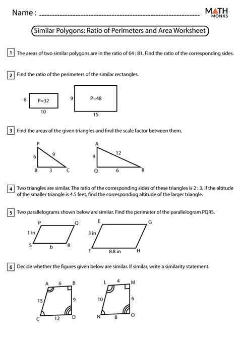 Area and Perimeter of Polygons Worksheets Math Monks