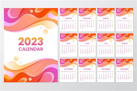 Plantilla De Calendario De Pared Degradado 2023 Vector Premium