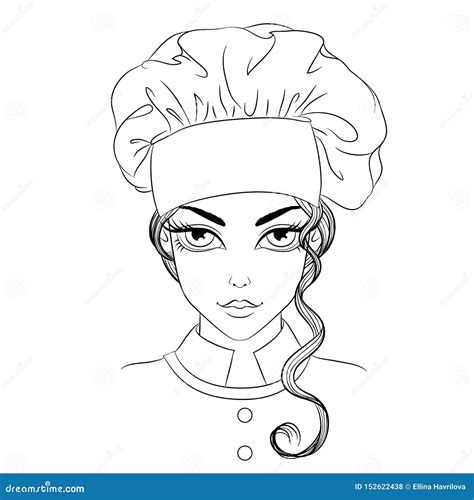 woman chef line art stock vector illustration of background 152622438