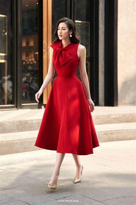 Xavier Bow Collar Midi Dress In 2020 Dresses Stunning Dresses Red Midi Dress