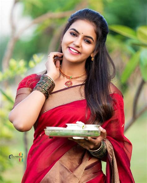 chaitra reddy in maroon silk saree photos south indian actress