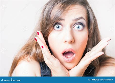 Surprised And Shocked Beautiful Woman Looking Up Stock Image Image Of Beautiful Adult 59445725