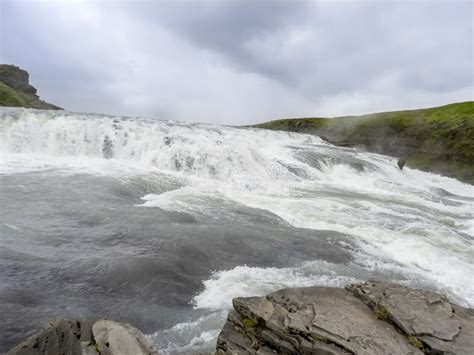 Beautiful Icelandic Waterfall Vista Stock Image Image Of Summer