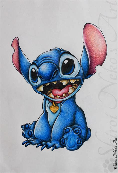 Use curved lines to outline the cheeks, chin, and ear. Lilo and Stitch Drawing - Stitch by ShiroiNekosArt on ...