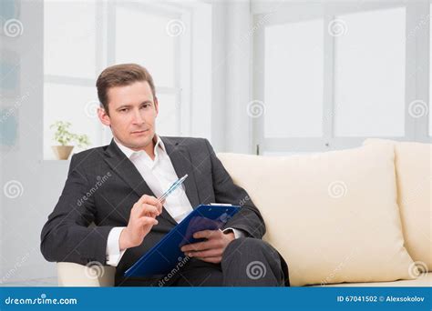 Male Psychologist Being Ready To Take Notes Stock Photo Image Of