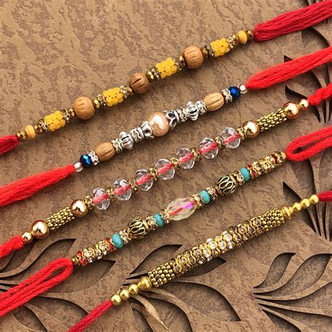 Seraphic Beads Pearls Rakhi Set Of 5 For Brothers Buy Online Rakhi