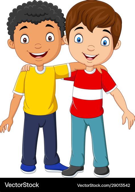 Two Boys Hugging Cartoon