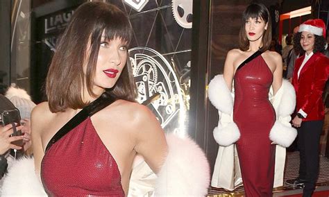 Bella Hadid Attends Tag Party In Sizzling Red Gown Daily Mail Online