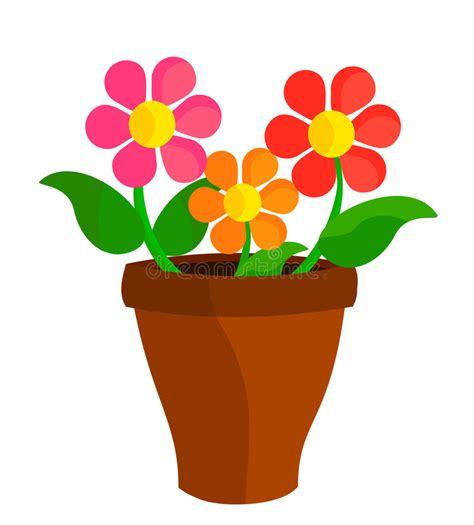 Flowers In Pot Stock Vector Illustration Of Flowerpot