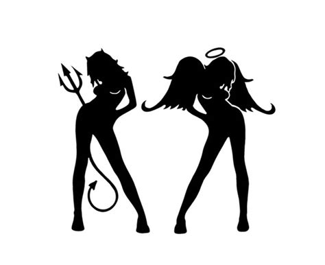 Ihf Angel And Devil Sexy Girl Waterproof Vehicle Decor Sticker Car Motorcycle Decal Black