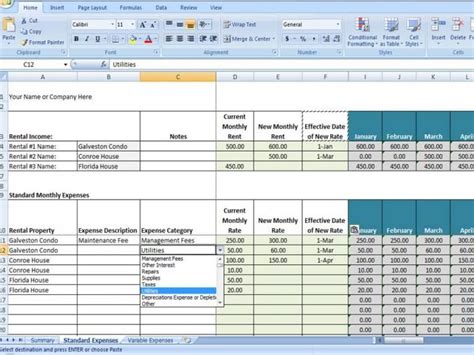property management spreadsheet excel template  tracking rental