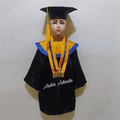 Jual Seragam Toga Wisuda Anak Paudtk Kuning Emas Lis Biru Original