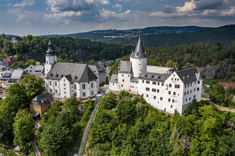 Aerial Of St Georgen Kirche And Palace Town Of Schwarzenberg Ore