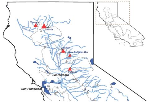 Major Rivers And Reservoirs Of Californias Sacramento Valley