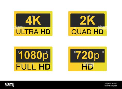 Display Resolution Gold Icons 4k Ultra Hd Resolution 2k Quad Hd Full Hd 1080p And Hd 720p