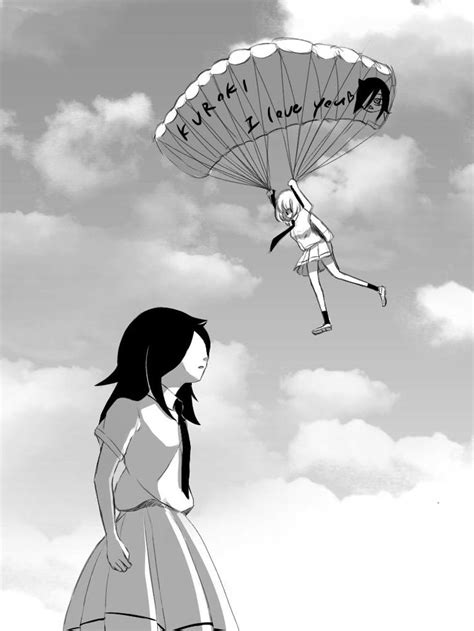 A Girl Flying Through The Air While Holding Onto A Parachute