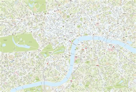 Detailed Map Of Central London Editable Vector Illustrator Svg