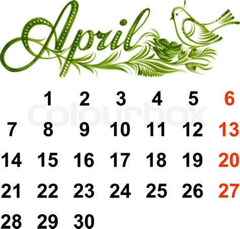 Kalender April 2014 Stock Vektor Colourbox