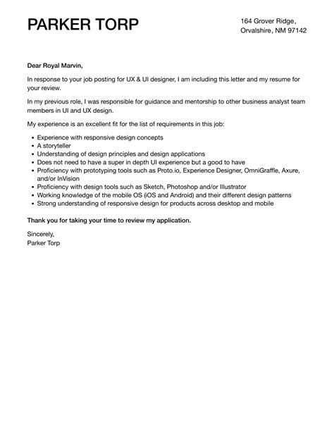 Ux And Ui Designer Cover Letter Velvet Jobs