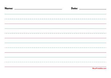 Printable Blue And Red Name And Date Handwriting Paper 1 Inch