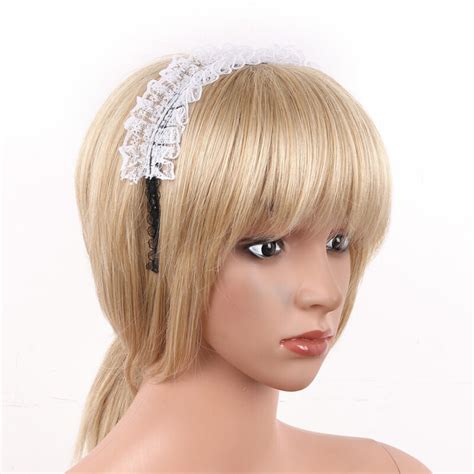 Women Gothic French Anime Maid Cosplay Lace Ruffle Headband Hair Hoop