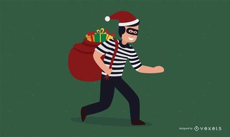 thief with christmas present vector download